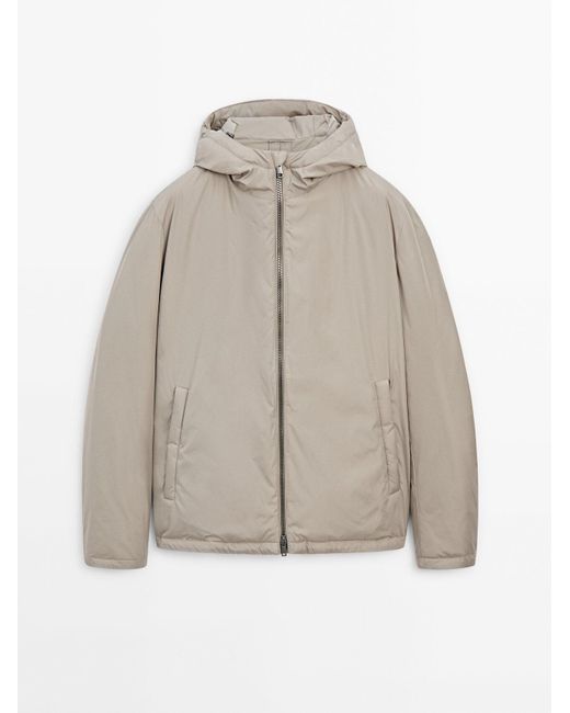MASSIMO DUTTI Natural Short Quilted Parka for men