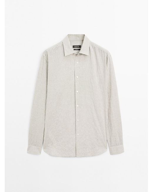 MASSIMO DUTTI Regular Fit Overhemd Met Ruitjes in het White voor heren