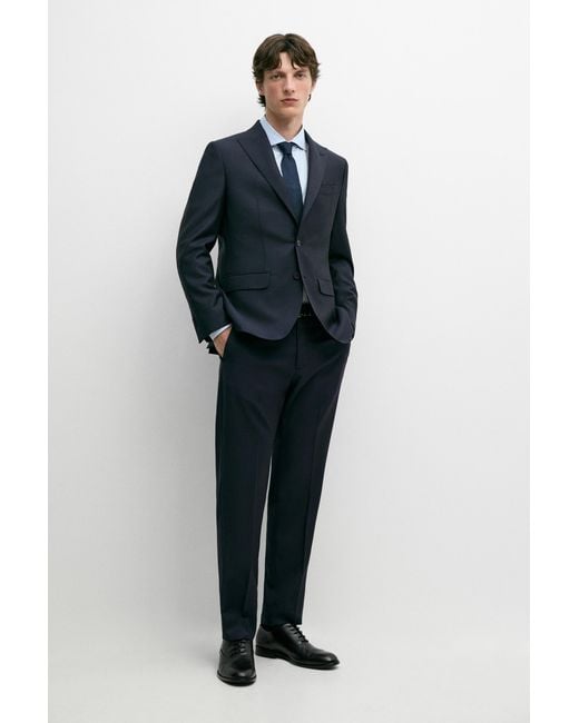 MASSIMO DUTTI Blue 100% Wool Suit Blazer for men