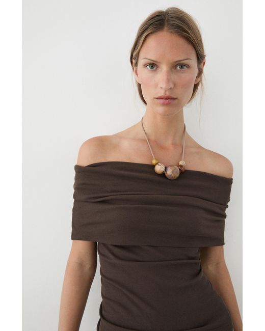 MASSIMO DUTTI White Ceramic Bead Necklace