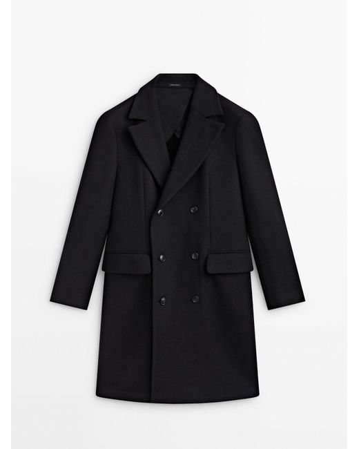 MASSIMO DUTTI Wool Blend DoubleBreasted Coat in Black for Men Lyst