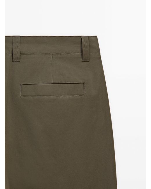 MASSIMO DUTTI Green Relaxed Fit Darted Trousers for men