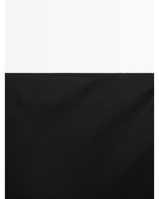 MASSIMO DUTTI Black Bias-Cut Textured Midi Skirt With Split Detail