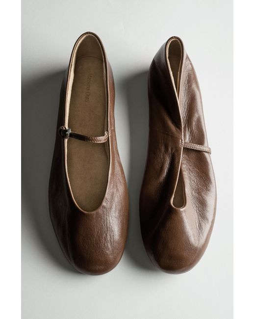 MASSIMO DUTTI Brown Soft Leather Ballerinas