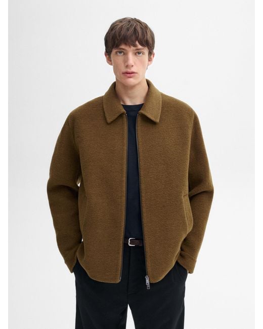 MASSIMO DUTTI Natural Wool-Blend Bouclé Double Jacket for men