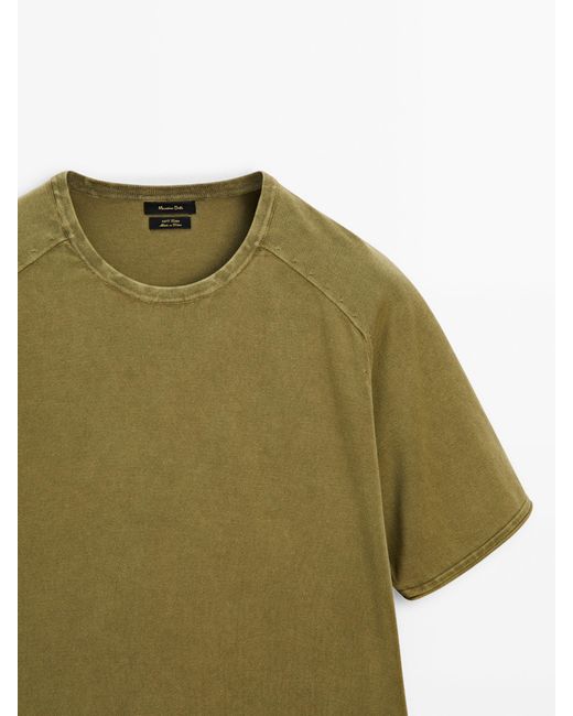 MASSIMO DUTTI Green Short Sleeve Cotton Knit Sweater for men