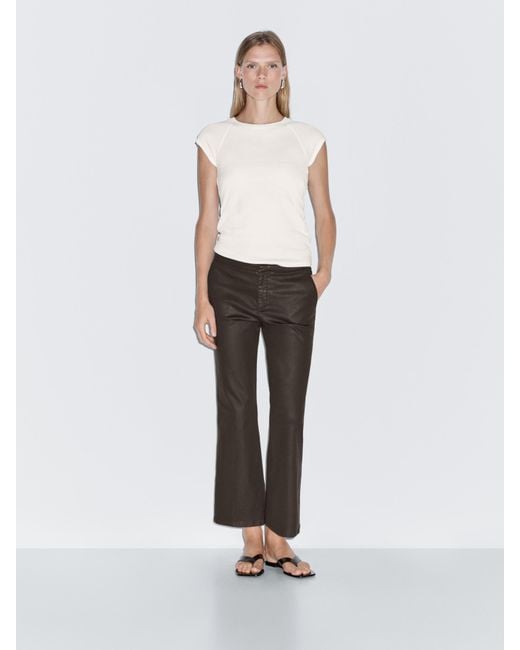 MASSIMO DUTTI White Flared Cropped Trousers