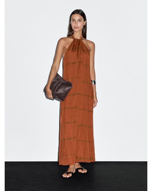 Massimo Dutti Pleated Halter Dress Massimo Dutti Womens Midi Dress Medium Dark Blue Satin Halter Neck Massimo Dutti Pleated Halter Dress Massimo Dutti Womens Midi Dress Medium Dark Blue Satin Halter Neck
