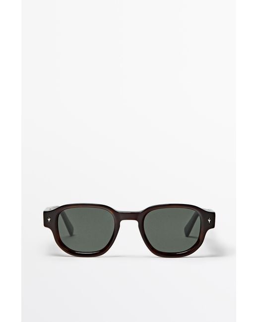 MASSIMO DUTTI Black Round Sunglasses for men