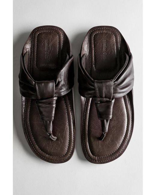 MASSIMO DUTTI Black Gathered Leather Sandals With Knot