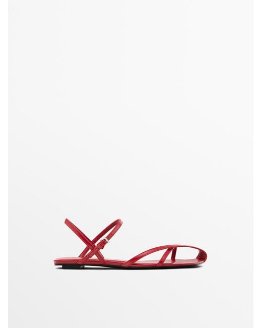 MASSIMO DUTTI White Flat Strappy Sandals