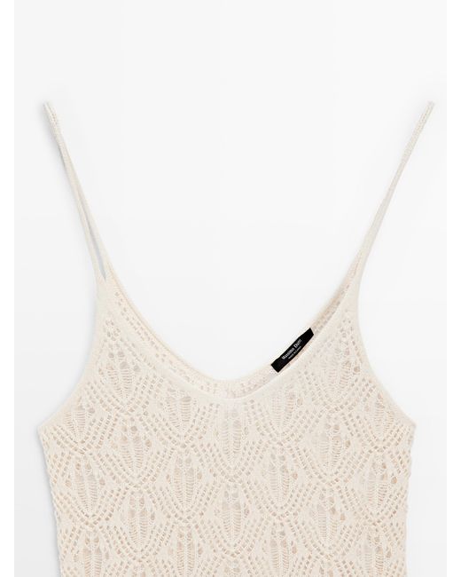 MASSIMO DUTTI Natural Strappy Top With Openwork Detail