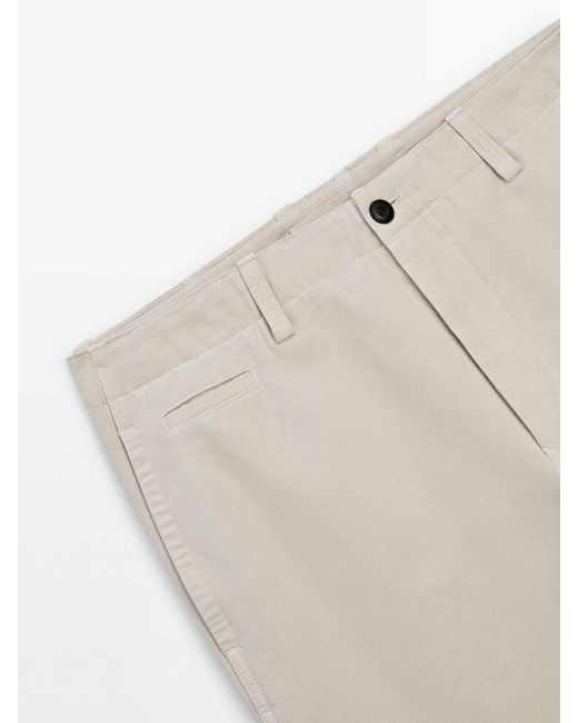 MASSIMO DUTTI White Straight-Leg Canvas Chino Trousers for men