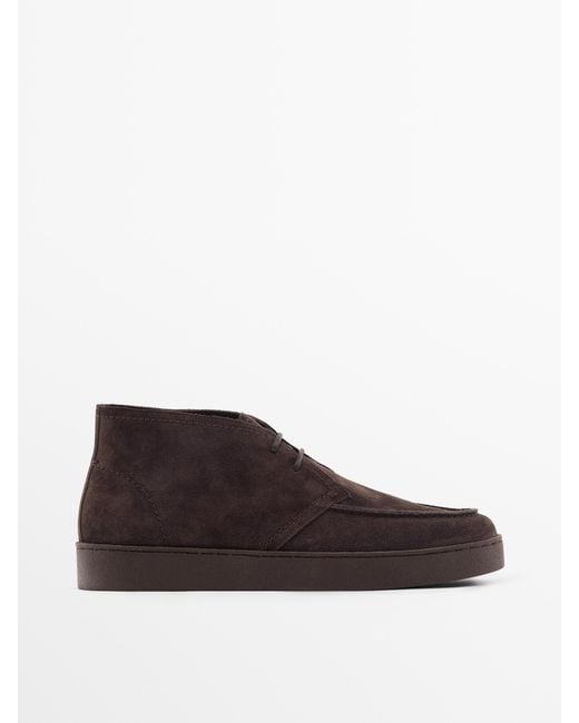 MASSIMO DUTTI Brown Moc Toe Boot-Style Shoes for men