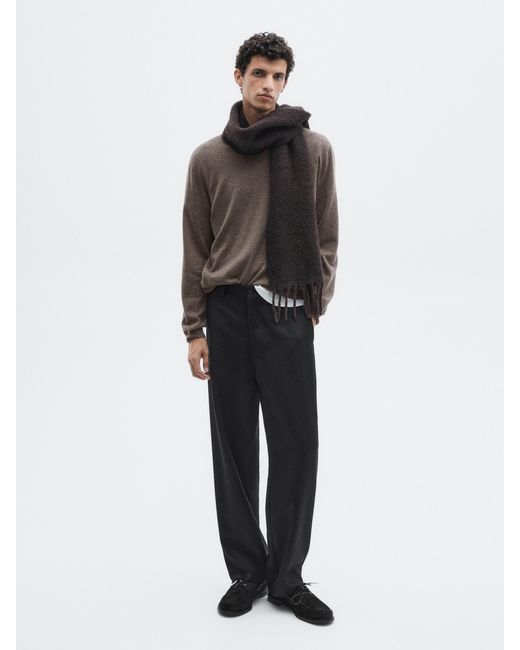 MASSIMO DUTTI Black Cool Wool Trousers for men