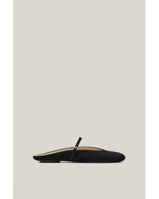 MASSIMO DUTTI Black Soft Leather Mule Ballet Flats