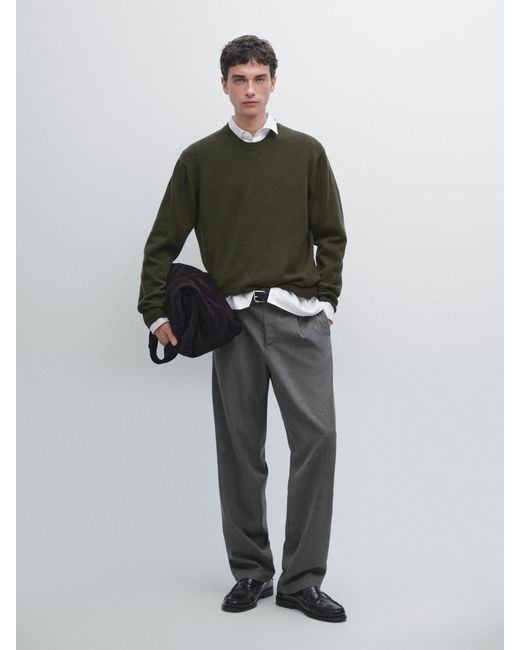 MASSIMO DUTTI Multicolor Wool Blend Crew Neck Knit Sweater for men