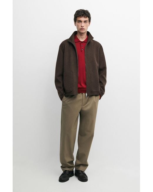 MASSIMO DUTTI Red Cotton Blend Straight-Leg Pants for men