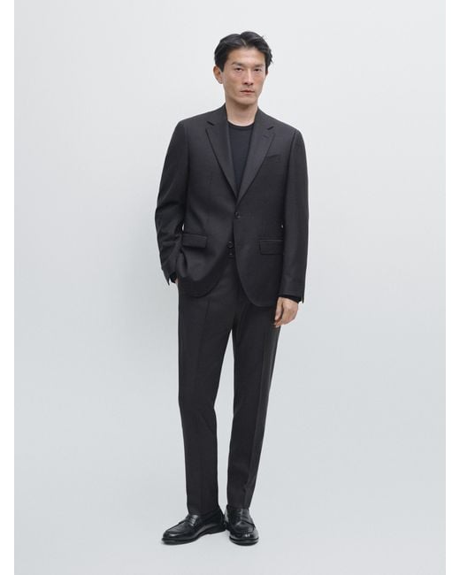 MASSIMO DUTTI Blue 100% Cool Wool Suit Blazer for men