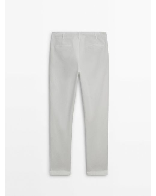 MASSIMO DUTTI White Linen And Cotton Blend Tapered-Fit Chinos for men