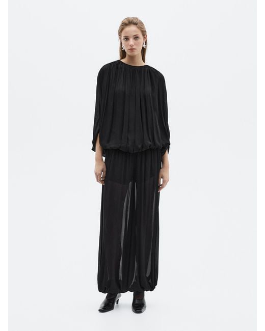 Blusa Fluida Baloon MASSIMO DUTTI de color Black