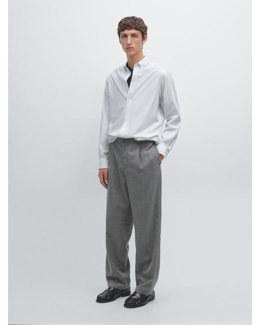 MASSIMO DUTTI Gray Relaxed Fit Trousers With Darts for men