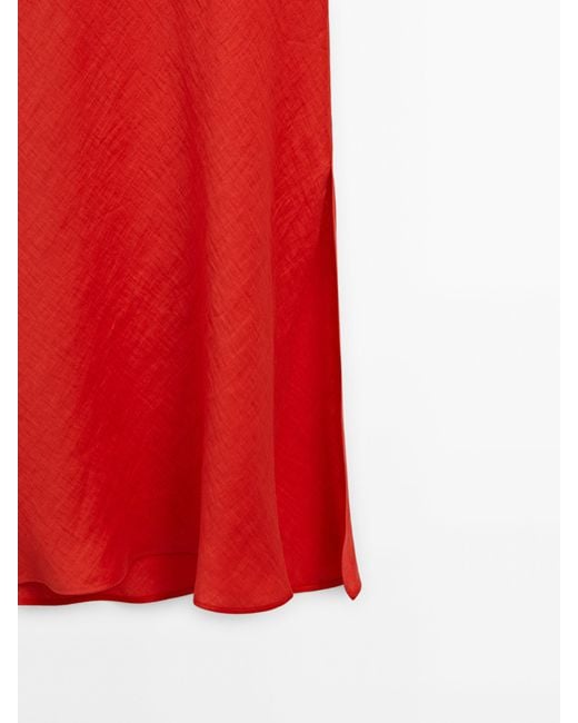MASSIMO DUTTI Red Halter Neck Dress