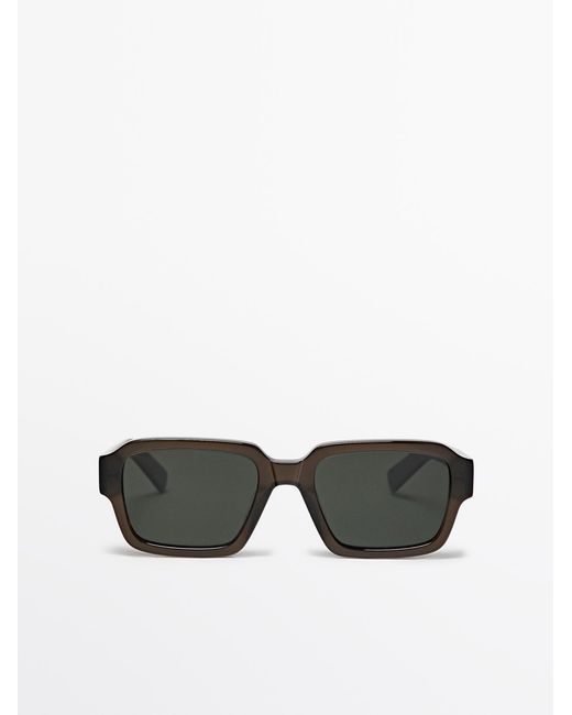 MASSIMO DUTTI Green Rectangular Sunglasses for men