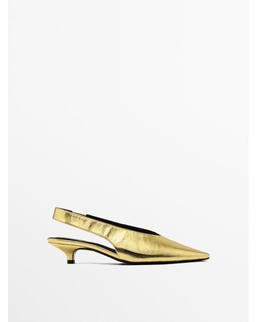 MASSIMO DUTTI Metallic High-Heel Slingback Shoes