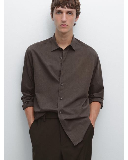 Camisa Twill Melange Slim Fit MASSIMO DUTTI de hombre de color Gray