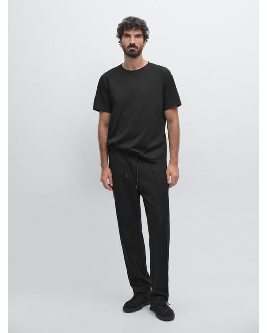 T-Shirt Regular Fit À Col Rond MASSIMO DUTTI pour homme en coloris Black