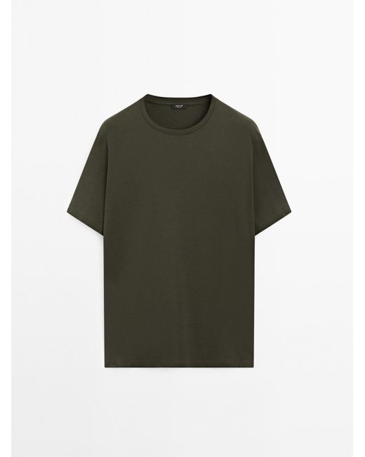 MASSIMO DUTTI 100% T-Shirt Van Gemerceriseerde Katoen in het Green voor heren
