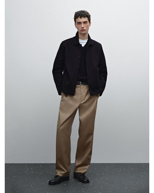 MASSIMO DUTTI Hemdjacke Aus Serge Mit Baumwolle in Black für Herren