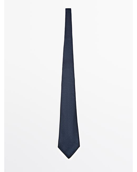 MASSIMO DUTTI Blue 100% Mulberry Silk Tie for men