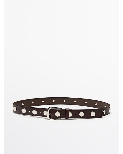 MASSIMO DUTTI Riem Van Nappaleer Met Studs in het White