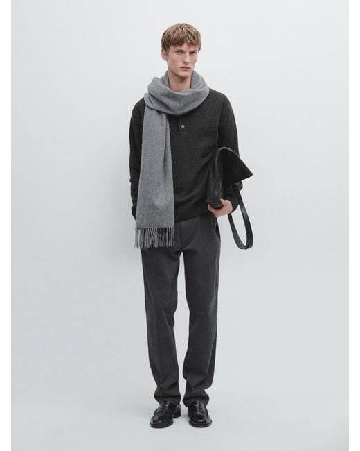 MASSIMO DUTTI Multicolor Wool Blend Knit Polo Sweater for men