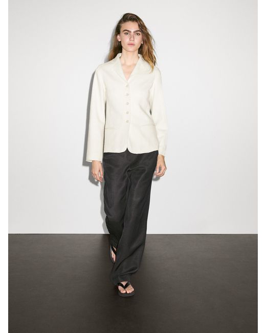 MASSIMO DUTTI Gray Fine Wool Blend Blazer