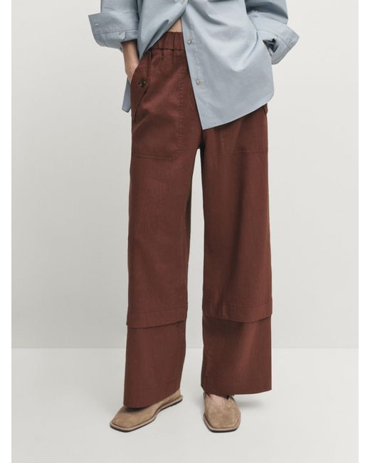 MASSIMO DUTTI Purple Carpenter Trousers With Seam Details