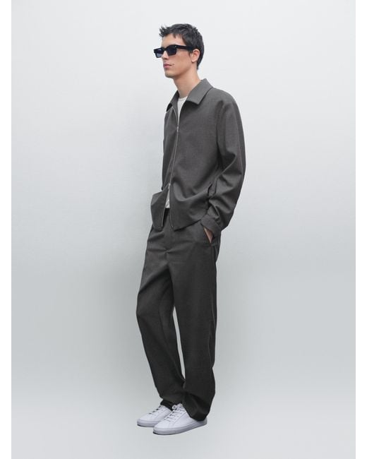 MASSIMO DUTTI Gray Total Look Double Wool Blend Jacket for men