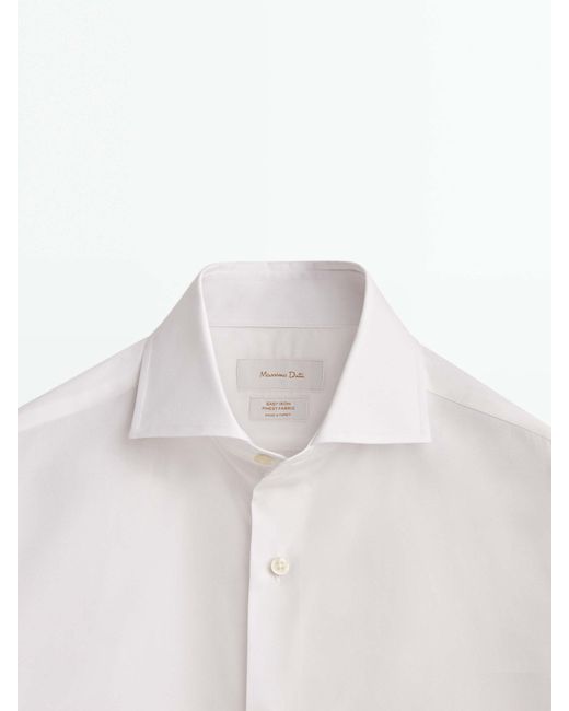 MASSIMO DUTTI White Regular Fit Cotton Poplin Shirt for men