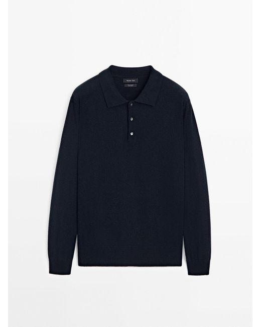 MASSIMO DUTTI 100% Kasjmier Tricot Trui Met Polokraag in het Blue voor heren