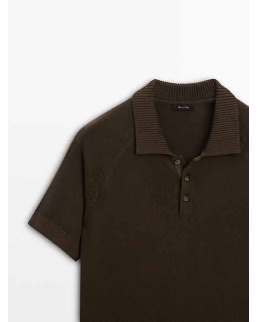 MASSIMO DUTTI Gray Short Sleeve Knit Polo Shirt for men