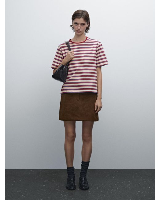 Maglietta A Righe Con Tasca di MASSIMO DUTTI in Multicolor