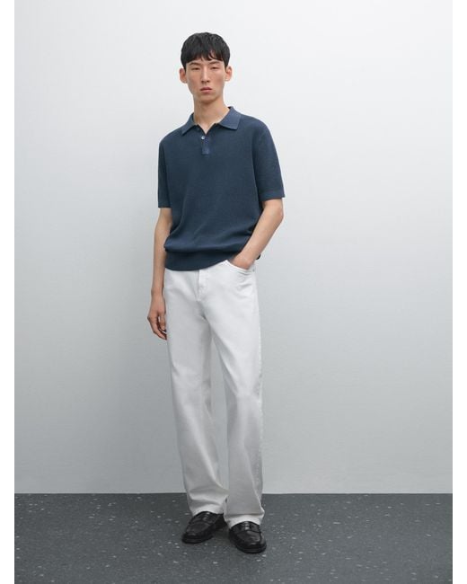 Polo En Maille Texturée De Coton MASSIMO DUTTI pour homme en coloris Gray
