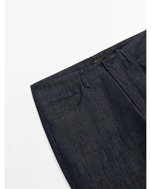 MASSIMO DUTTI Blue Cotton Blend Tapered Fit Jeans for men