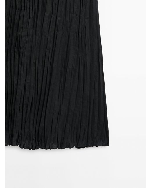 MASSIMO DUTTI Black Pleated Dress