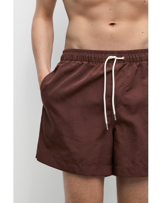 MASSIMO DUTTI Brown Plain Swim Trunks for men