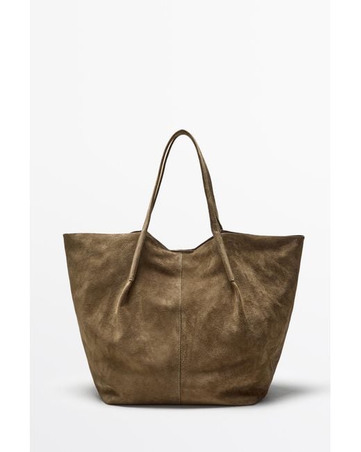 MASSIMO DUTTI Multicolor Split Suede Leather Tote Bag for men