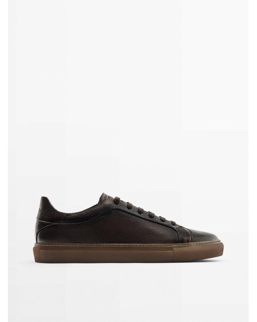 MASSIMO DUTTI Black Floater Leather Trainers for men