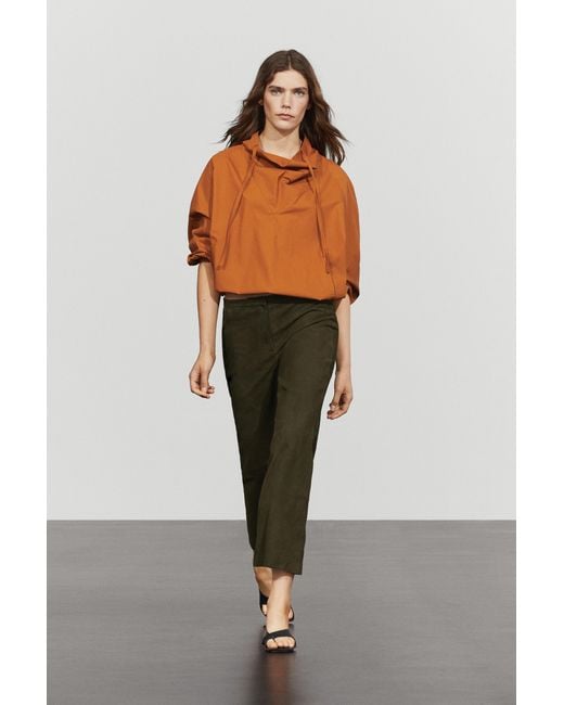 MASSIMO DUTTI Green Suede Leather Trousers